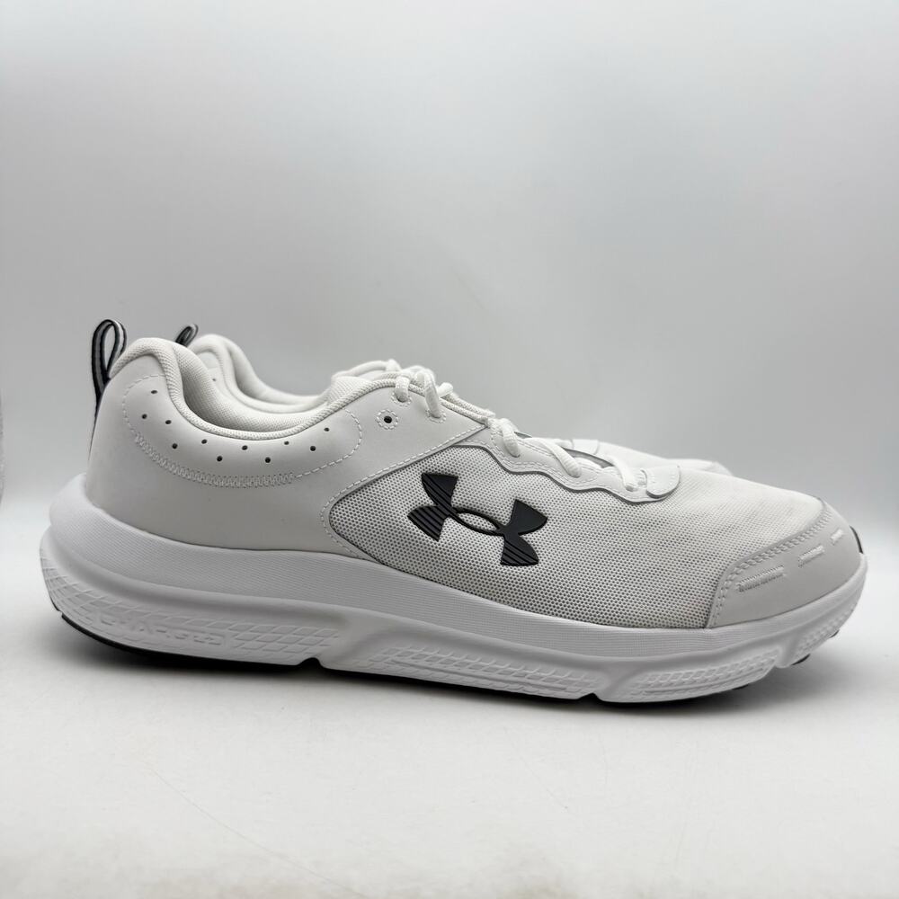 UA Mens Charged Assert 10 Athletic Shoes Size 14 White Running Sneakers EUC
